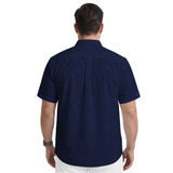 BIG & TALL BREEZE S/S PRINTED BUTTON-DOWN SHIRT - LICHEN BLUE