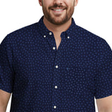 BIG & TALL BREEZE S/S PRINTED BUTTON-DOWN SHIRT - LICHEN BLUE