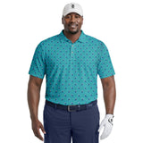 BIG & TALL GOLF SWINGFLEX ELITE S/S PRINTED POLO - TEAL