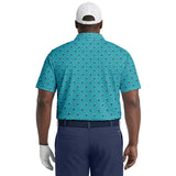 BIG & TALL GOLF SWINGFLEX ELITE S/S PRINTED POLO - TEAL