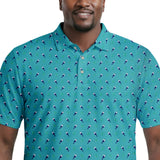 BIG & TALL GOLF SWINGFLEX ELITE S/S PRINTED POLO - TEAL