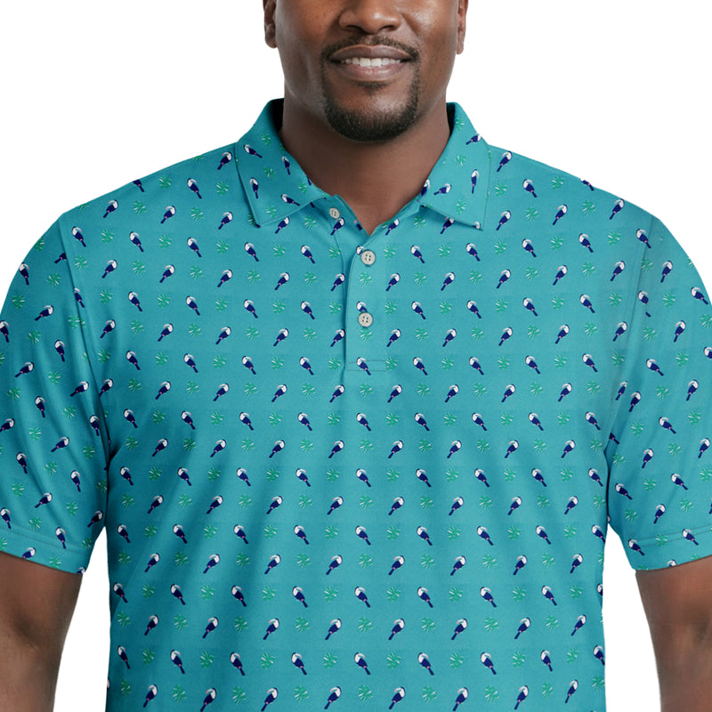 BIG & TALL GOLF SWINGFLEX ELITE PRINTED POLO - TEAL – IZOD
