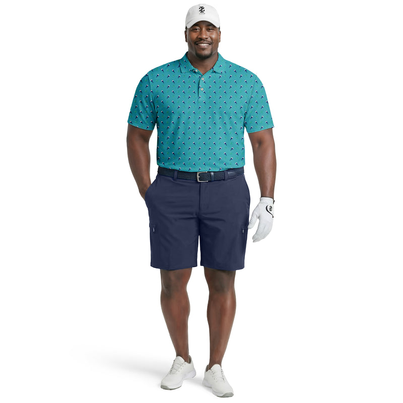 Golfickers Soccer Polo 半袖 BIG & TALL GOLF SWINGFLEX ELITE PRINTED POLO - TEAL – IZOD