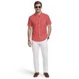 BREEZE S/S PRINTED BUTTON-DOWN SHIRT - SALTWATER RED