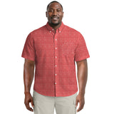 BIG & TALL BREEZE S/S PRINTED BUTTON-DOWN SHIRT - SALTWATER RED