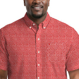 BIG & TALL BREEZE S/S PRINTED BUTTON-DOWN SHIRT - SALTWATER RED