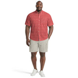BIG & TALL BREEZE S/S PRINTED BUTTON-DOWN SHIRT - SALTWATER RED
