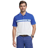 ADVANTAGE PERFORMANCE STRIPED POLO - CORNFLOWER BLUE