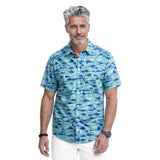 SUNSHIELD PERFORMANCE S/S PRINTED BUTTON-DOWN SHIRT - TEAL
