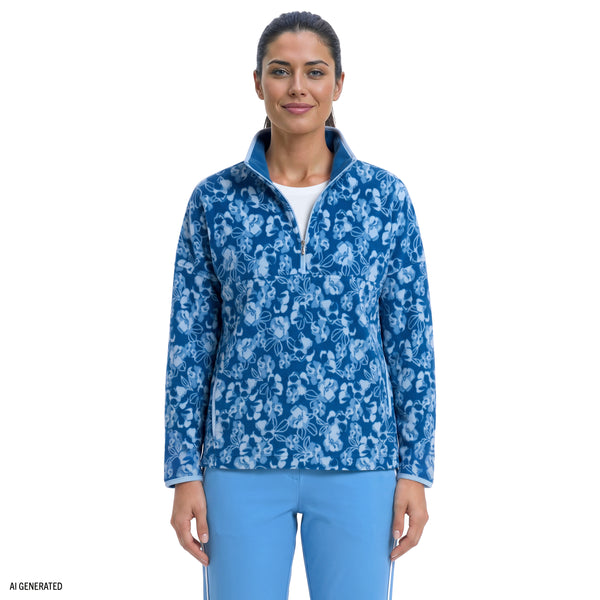 ぞぞ ALEX FLEECE QUARTER-ZIP PULLOVER - MONACO BLUE – IZOD