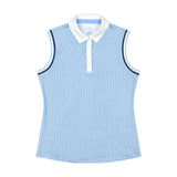 ALLY PERFORMANCE STRETCH COLLARED SLEEVELESS POLO - PLACID BLUE