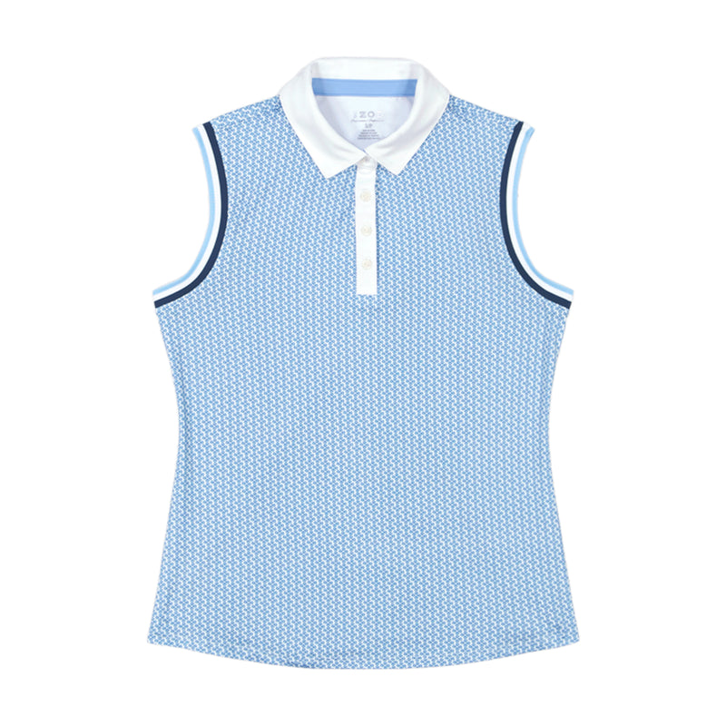 ALLY PERFORMANCE STRETCH COLLARED SLEEVELESS POLO - PLACID BLUE