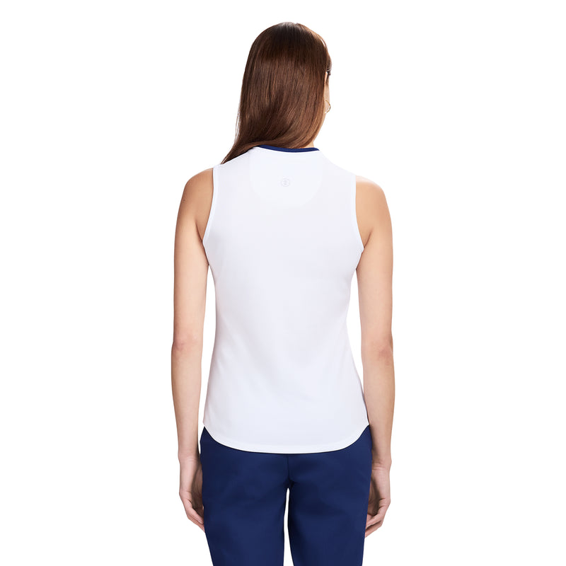 VEE-RONICA COLLARLESS POLO  - BRIGHT WHITE