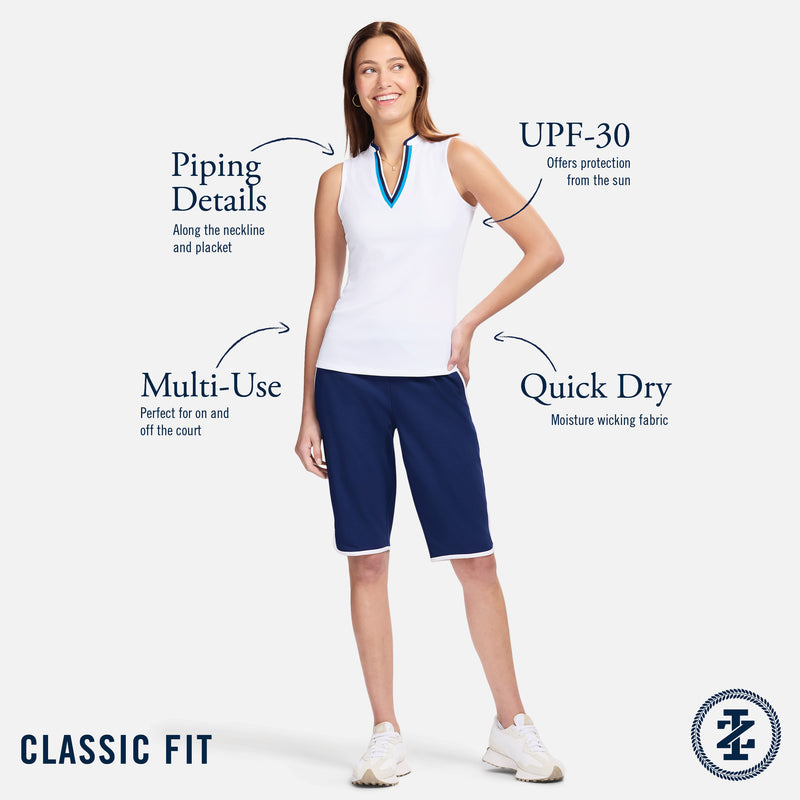 VEE-RONICA COLLARLESS POLO  - BRIGHT WHITE