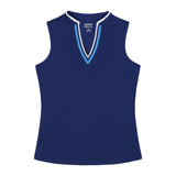 VEE-RONICA COLLARLESS POLO  - MEDIEVAL BLUE