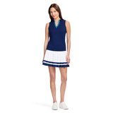 VEE-RONICA COLLARLESS POLO  - MEDIEVAL BLUE