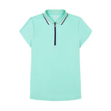 CHLOE CAP-SLEEVE QUARTER ZIP POLO - ICE GREEN