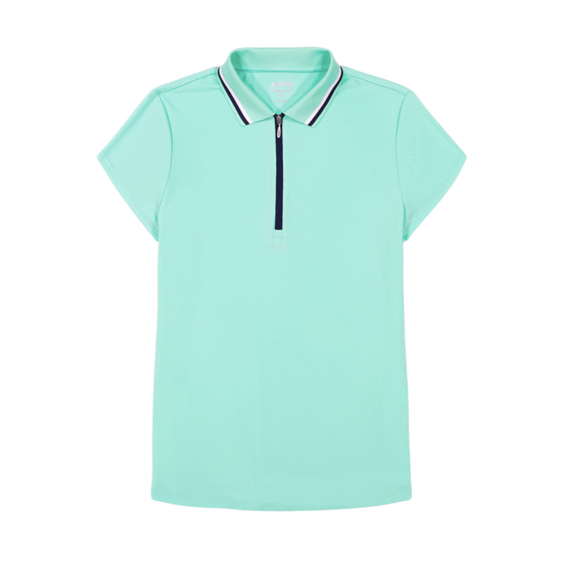 CHLOE PERFORMANCE STRETCH CAP-SLEEVE POLO - ICE GREEN