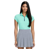 CHLOE CAP-SLEEVE QUARTER ZIP POLO - ICE GREEN