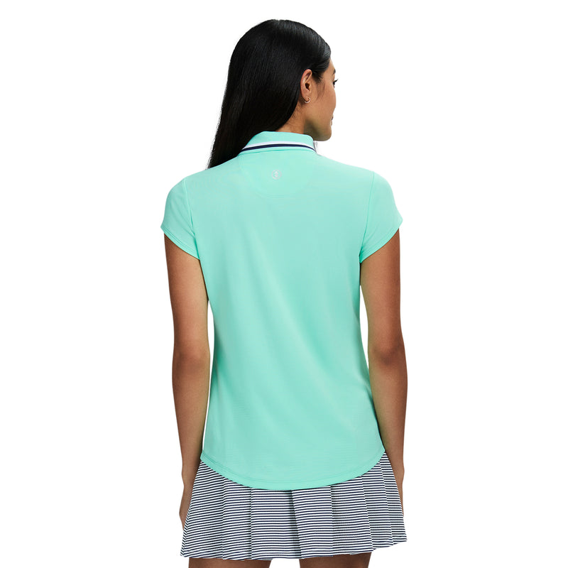 CHLOE PERFORMANCE STRETCH CAP-SLEEVE POLO - ICE GREEN