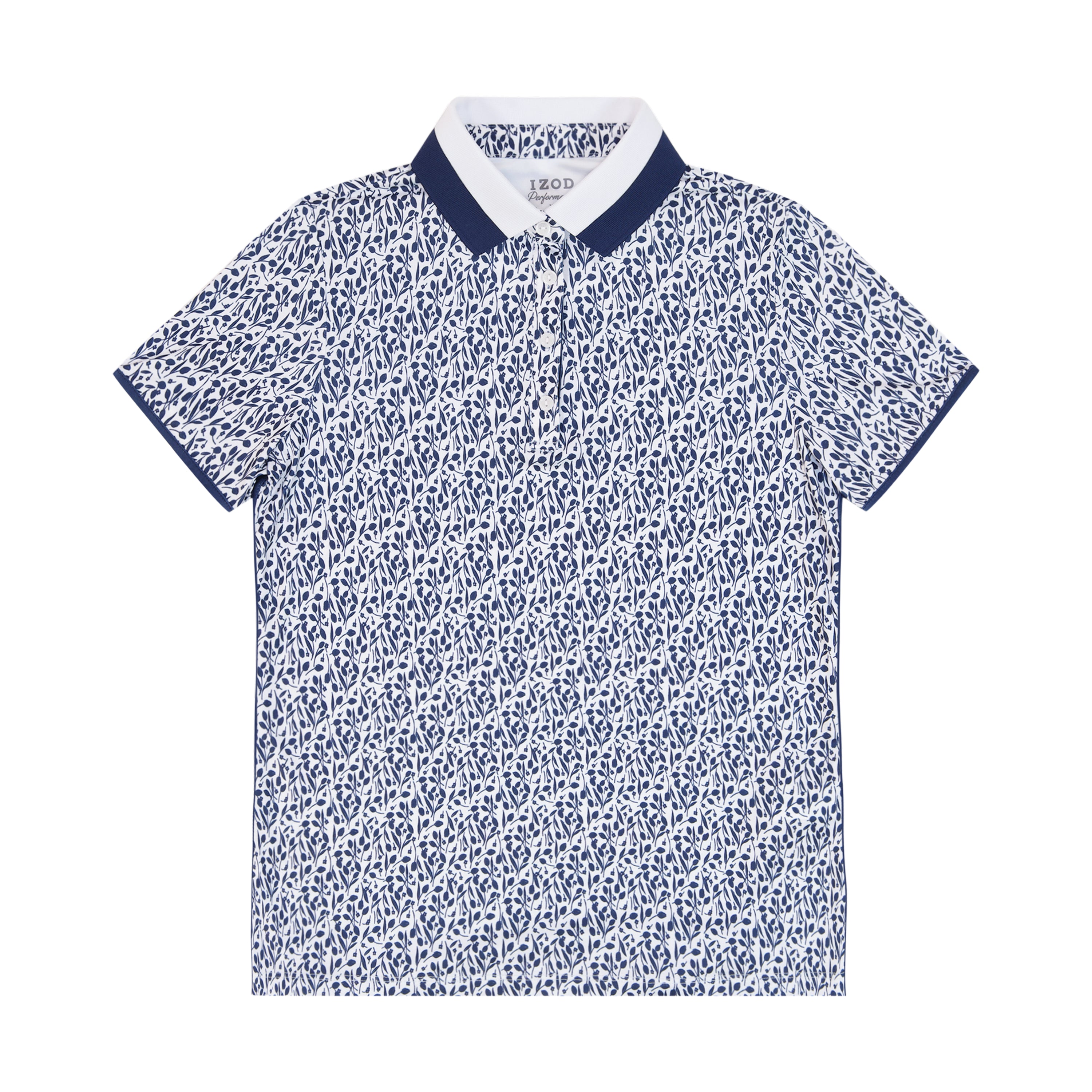 STELLA PRINTED SHORT-SLEEVE POLO - BRIGHT WHITE – IZOD