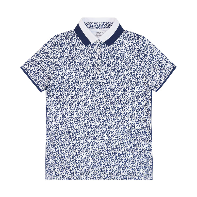 STELLA PRINTED SHORT-SLEEVE POLO - BRIGHT WHITE