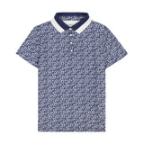 STELLA PRINTED SHORT-SLEEVE POLO - MEDIEVAL BLUE