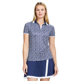 STELLA PRINTED SHORT-SLEEVE POLO - MEDIEVAL BLUE