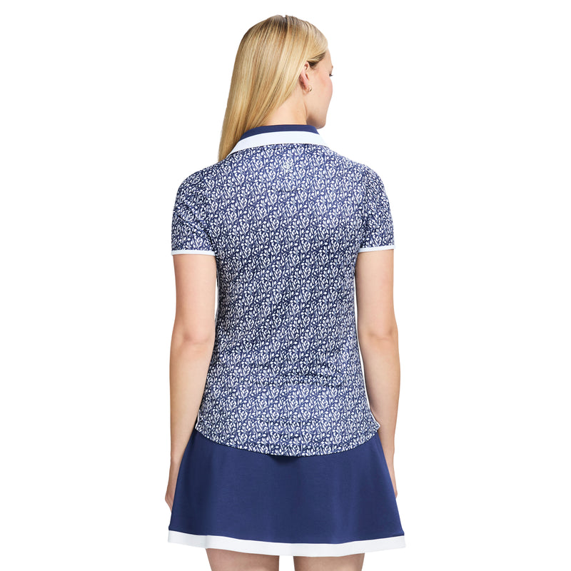 STELLA PRINTED SHORT-SLEEVE POLO - MEDIEVAL BLUE