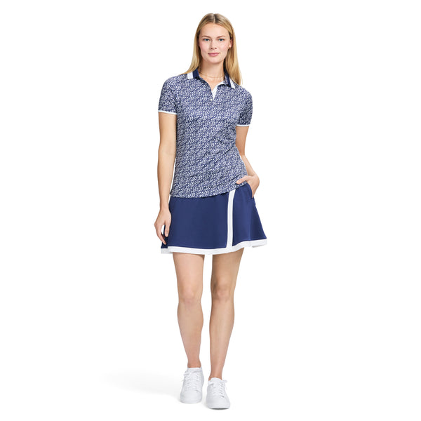 STELLA PRINTED SHORT-SLEEVE POLO - MEDIEVAL BLUE