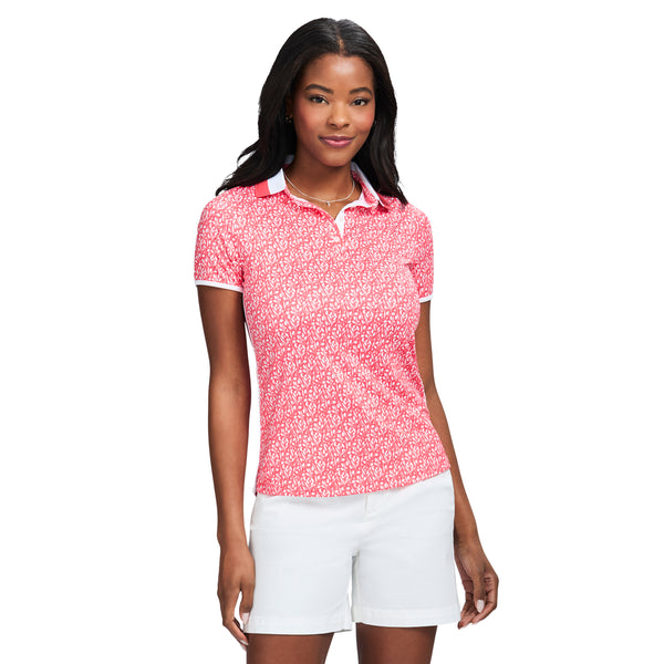 STELLA PRINTED SHORT-SLEEVE POLO - CAYENNE