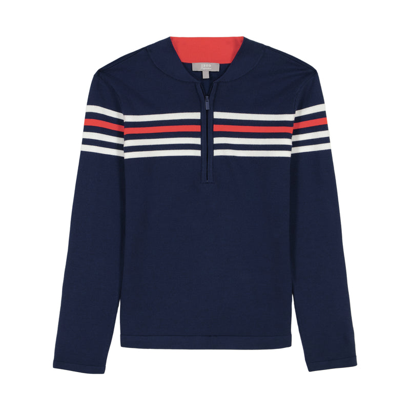 ZOEY STRIPED ¼ ZIP PULLOVER - MEDIEVAL BLUE