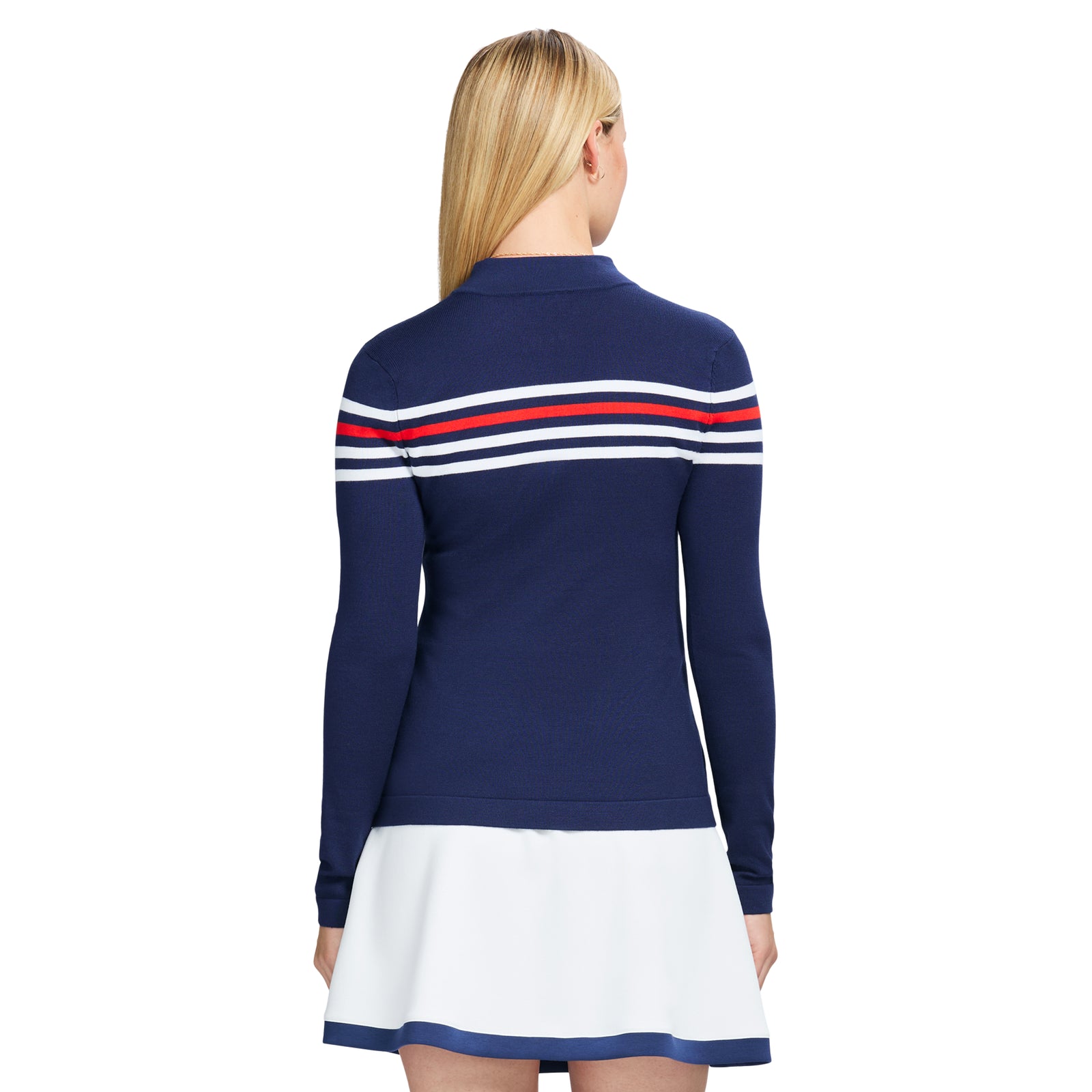 ZOEY STRIPED ZIP PULLOVER - MEDIEVAL BLUE – IZOD