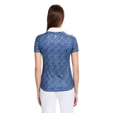 ALLY PRINTED SHORT SLEEVE POLO - MEDIEVAL BLUE