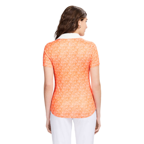 ALLY PRINTED SHORT SLEEVE POLO - VERMILLION ORANGE