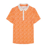 ALLY PRINTED SHORT SLEEVE POLO - VERMILLION ORANGE