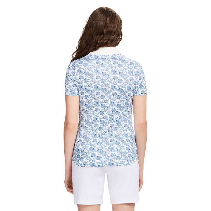 ALLY PRINTED SHORT SLEEVE POLO - BRIGHT WHITE
