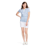 ALLY PRINTED SHORT SLEEVE POLO - BRIGHT WHITE