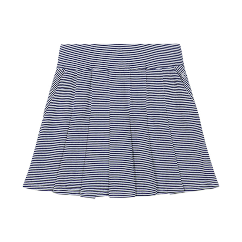 PAULINE PERFORMANCE STRETCH 15" PLEATED PULL-ON SKORT - MEDIEVAL BLUE