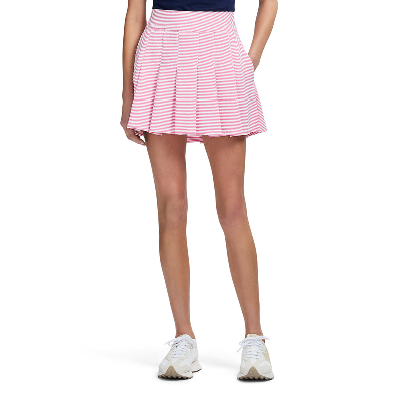 PAULINE PERFORMANCE STRETCH 15" PLEATED PULL-ON SKORT - SACHET PINK