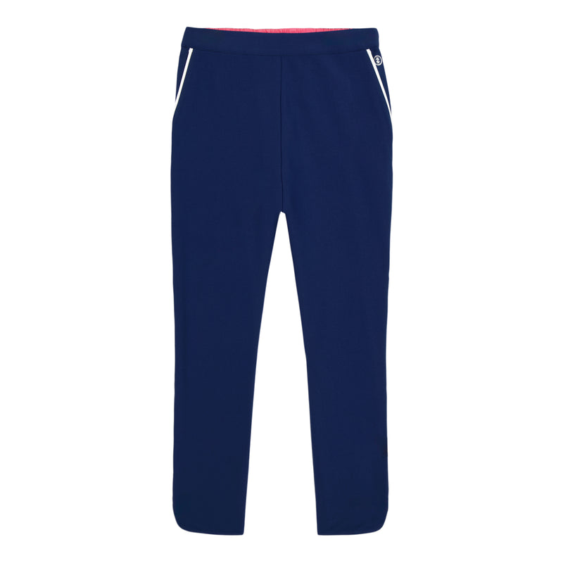 CANDI PERFORMANCE STRETCH ATHLETIC PIPED PANTS - MEDIEVAL BLUE