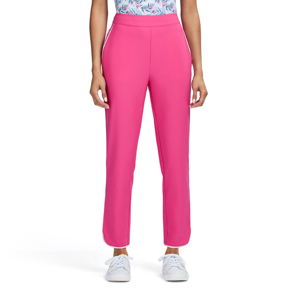 ●muahmuah● Stitch Cooling Wide Banding Pants Indie Pink MU MUSINSA | MUAHMUAH Logo stitch wide banding pants [Indie Pink]