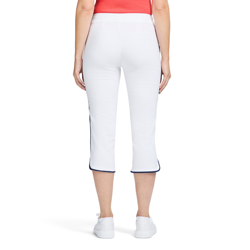 BILLIE PIPED SOLID CAPRI PANT - BRIGHT WHITE