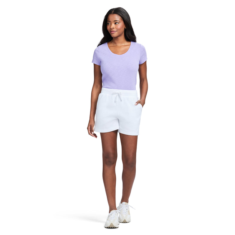 SHARA PULL-ON SLUB SHORT - BRIGHT WHITE