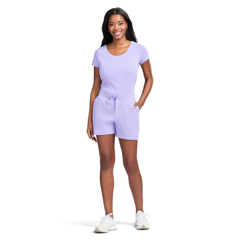 SHARA PULL-ON SLUB SHORT - VIOLET TULIP