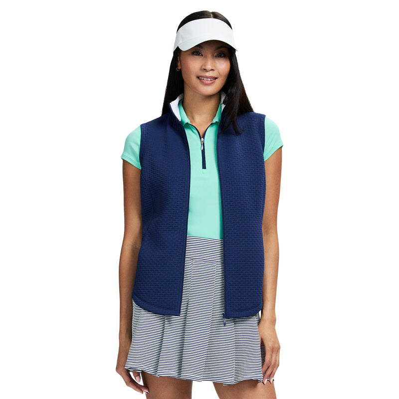 CASSIE PERFORMANCE STRETCH ZIP-UP ATHLETIC LIGHTWEIGHT VEST - MEDIEVAL BLUE