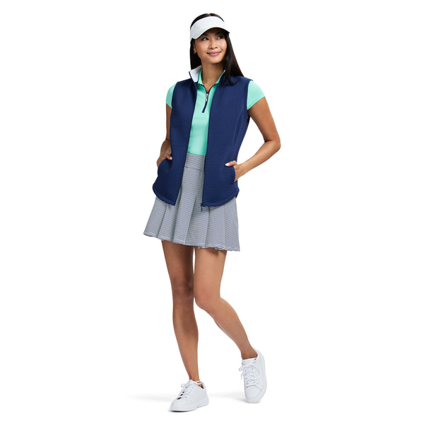 CASSIE PERFORMANCE STRETCH ZIP-UP ATHLETIC LIGHTWEIGHT VEST - MEDIEVAL BLUE