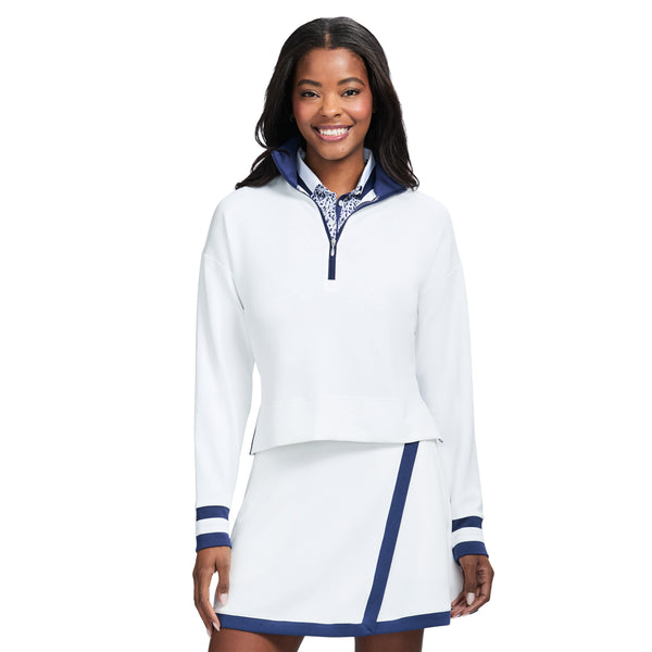 JULIE 1/4  ZIP CROPPED PULLOVER - BRIGHT WHITE