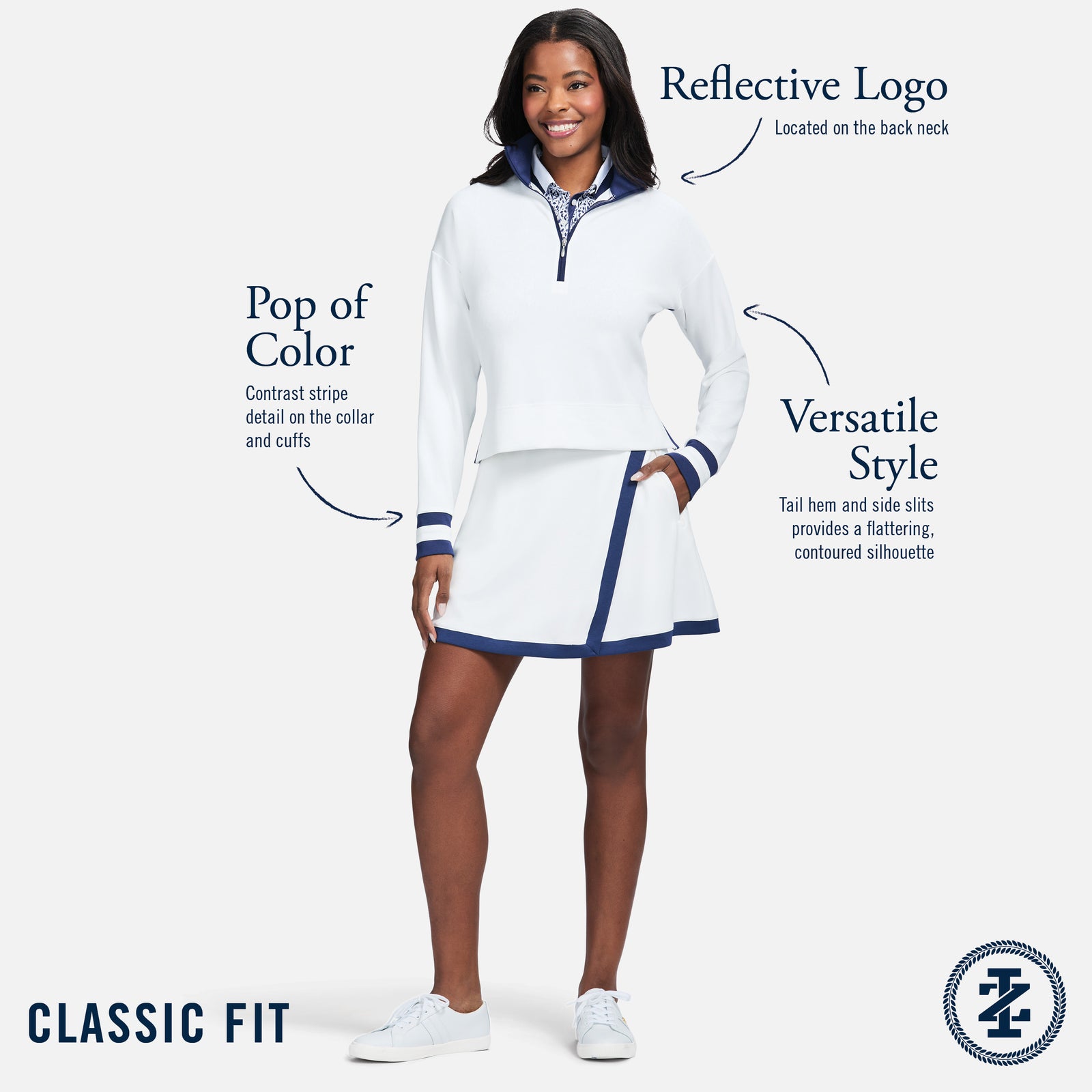 アイリフドーパ 「We made this」 JULIE 1/4 ZIP CROPPED PULLOVER - BRIGHT WHITE – IZOD