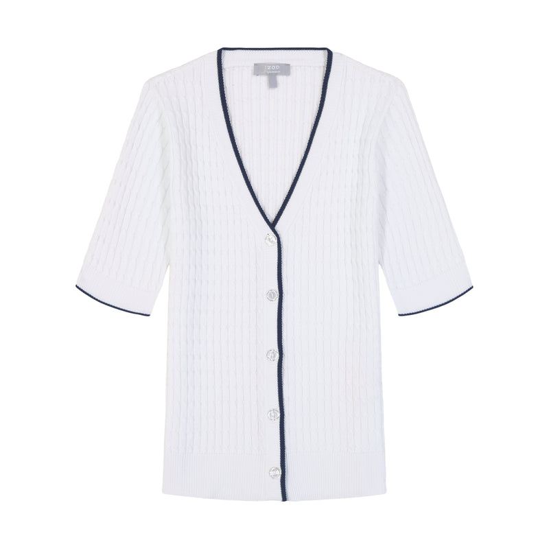 CALISTA CABLE KNIT CARDIGAN - BRIGHT WHITE